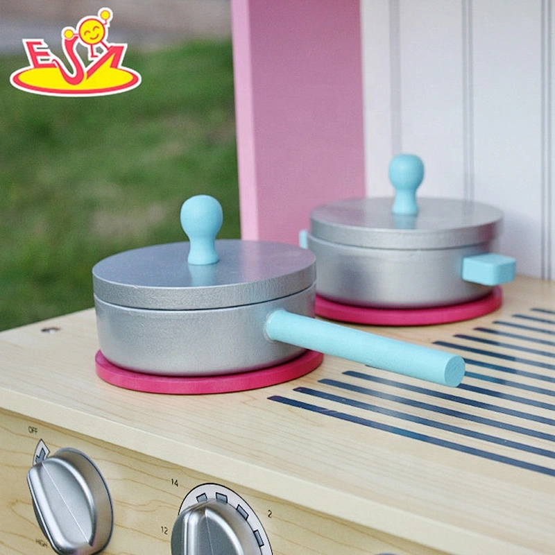 Wholesale girls pink wooden kitchen toy for pretend play W10C238