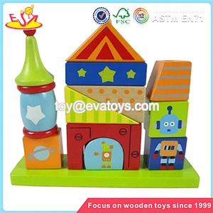 Wholesale lovely wooden stacking blocks game toy top sale wooden stacking blocks game W13D047
