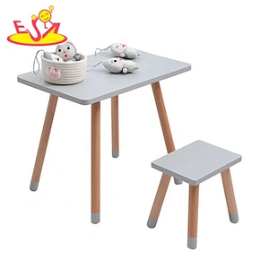 High quality preschool white wooden table chair for kids W08G272