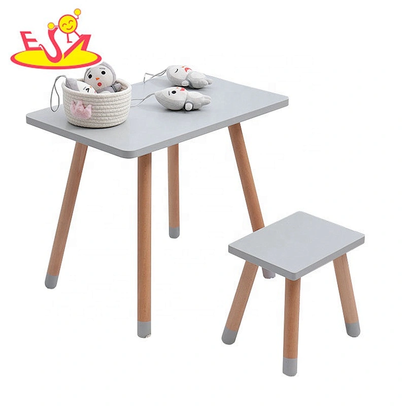 High quality preschool white wooden table chair for kids W08G272