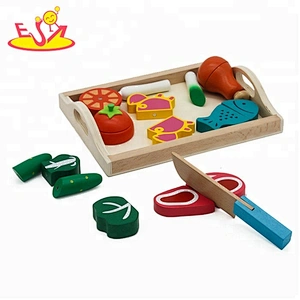 Wholesale attractive cutting magnetic blocks wooden food toy for children W10B201