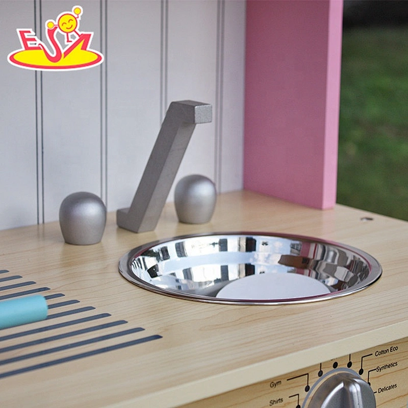 Wholesale girls pink wooden kitchen toy for pretend play W10C238