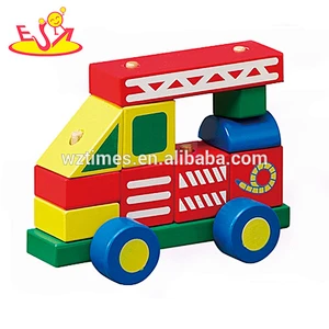 Los niños superventas al por mayor venden el juguete W05C052 del coche del último diy del bebé diy de los bloques de madera del coche