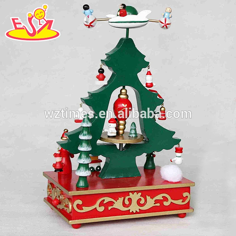 wholesale baby wooden toy carousel music box for kids gift W07B011B