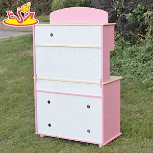 Wholesale girls pink wooden kitchen toy for pretend play W10C238
