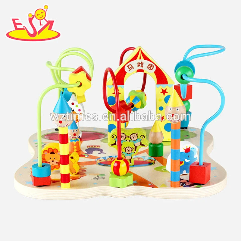 New hottest funny circus design wooden bead maze toy for kids ages 1 and up W11B155