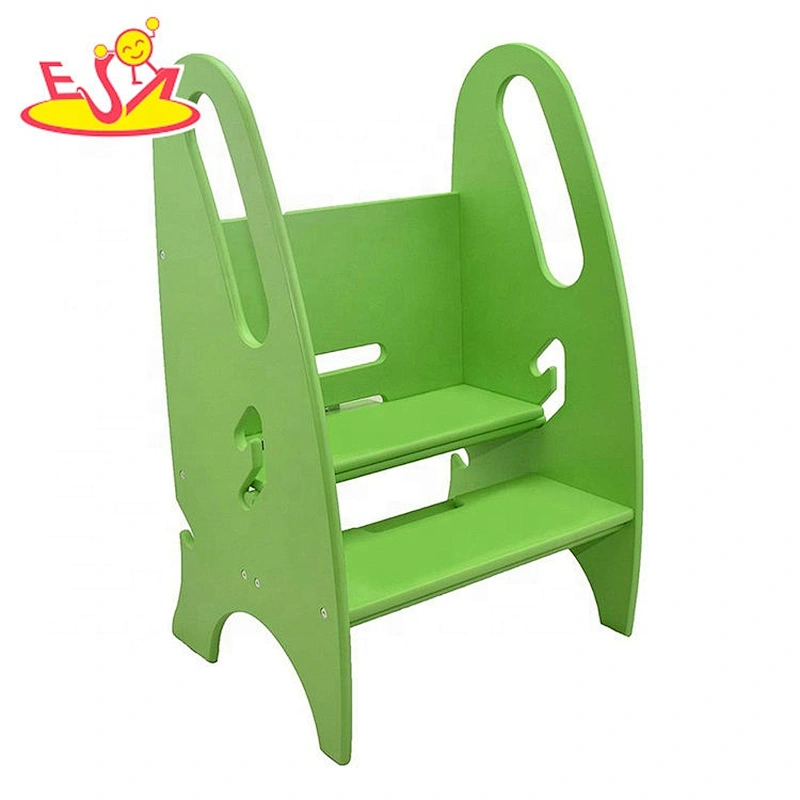 high quality green wooden kitchen step stool for children W08G277B