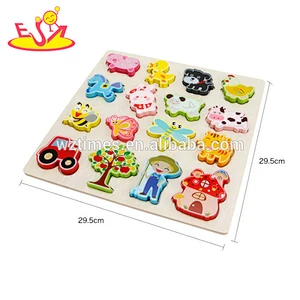 Venta al por mayor producto atractivo granja tema juguete animales de madera rompecabezas para niños W14D039