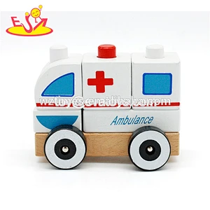 Los niños superventas al por mayor venden el juguete W05C052 del coche del último diy del bebé diy de los bloques de madera del coche