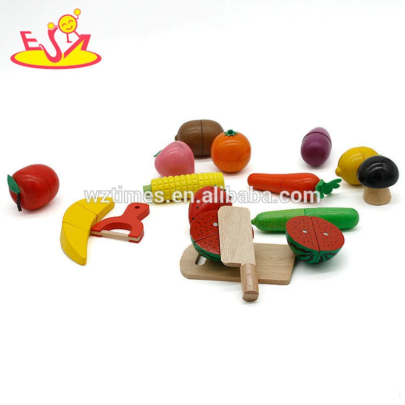 wholesale cheap pretend play cutting wooden toy fruits and vegetables for kids W10B206