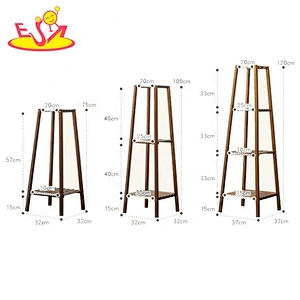 Most popular 4 tiers brown natural wood plant stand for garden decor W08H115