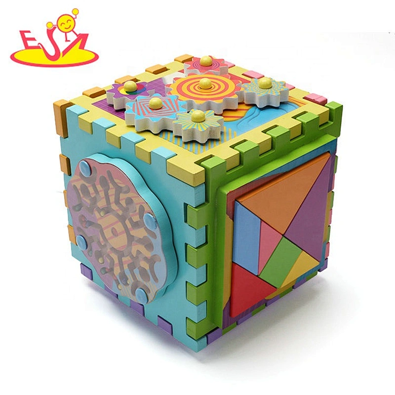 2019 Top fashion educational wooden sort and discover activity cube for kids W12D174