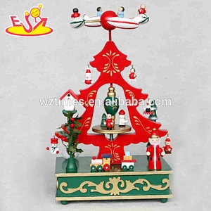 wholesale baby wooden toy carousel music box for kids gift W07B011B