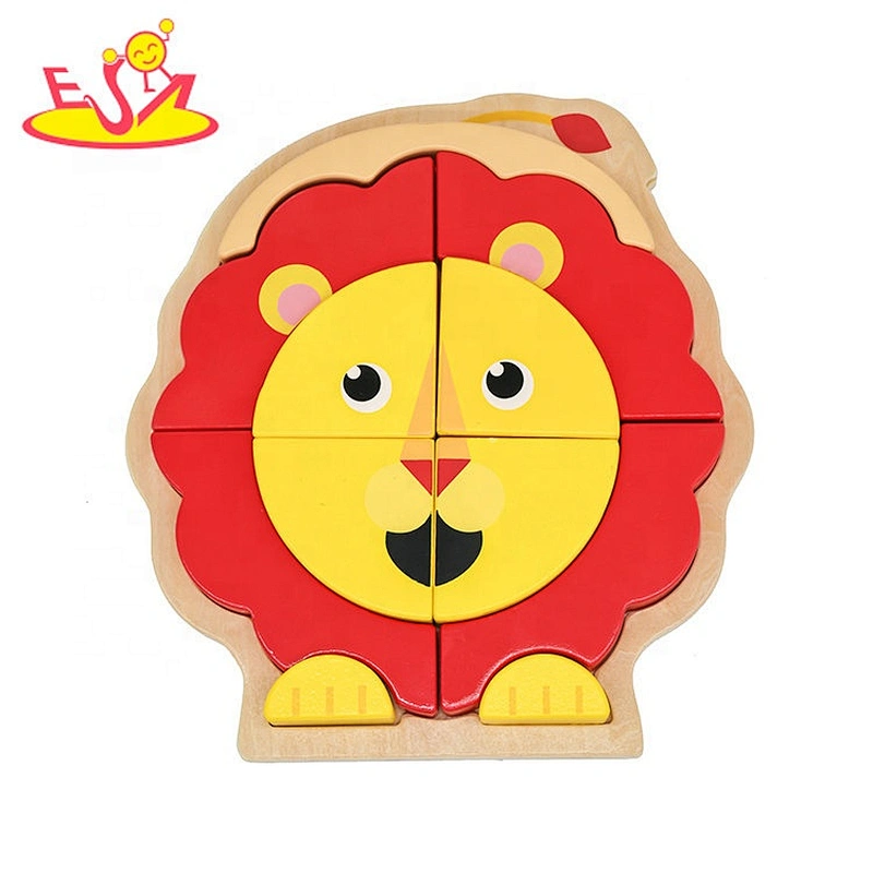 2019 New sale cartoon lion wooden puzzle toys for kids W14D090