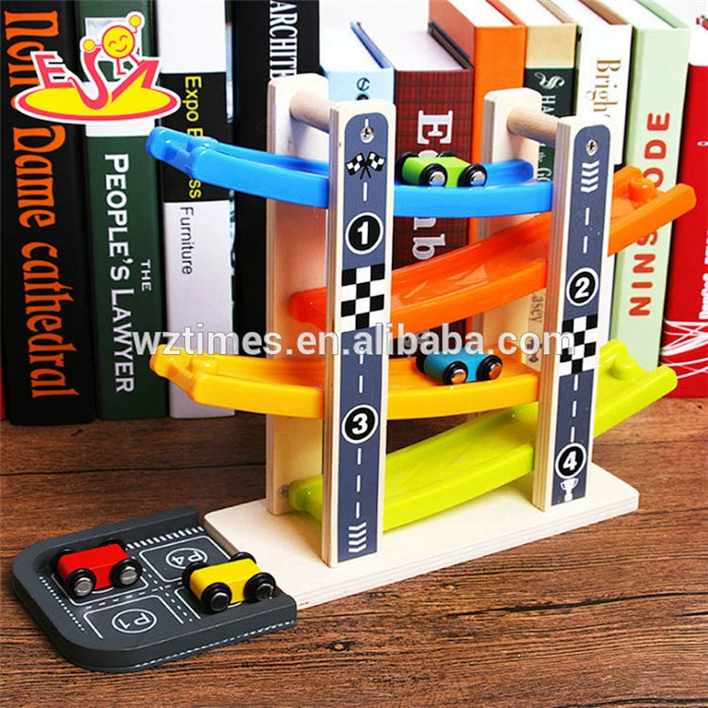 Auto-Spielrampfrennspielzeug des fördernden Geschenks hölzernes für Kinder W04E060