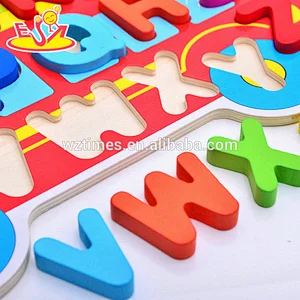 Englisches pädagogisches hölzernes Buchstabepuzzlespielzeug der Großhandelsqualität für Kinder W14B082