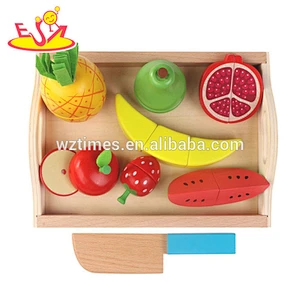 Wholesale lovely dessert theme wooden magnetic blocks set toy food cutting toy for baby W10B198