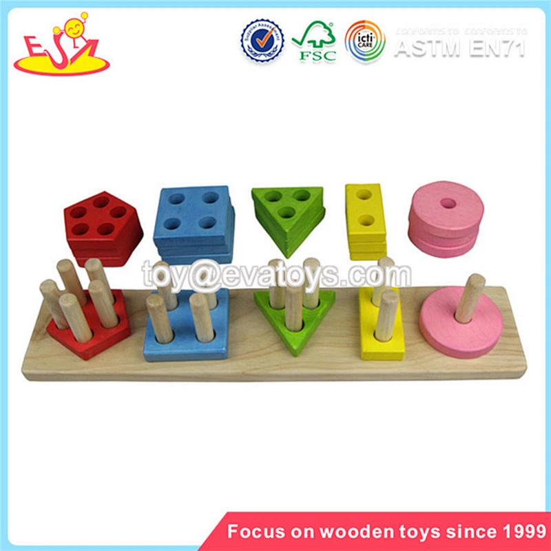 Wholesale lovely wooden stacking blocks game toy top sale wooden stacking blocks game W13D047