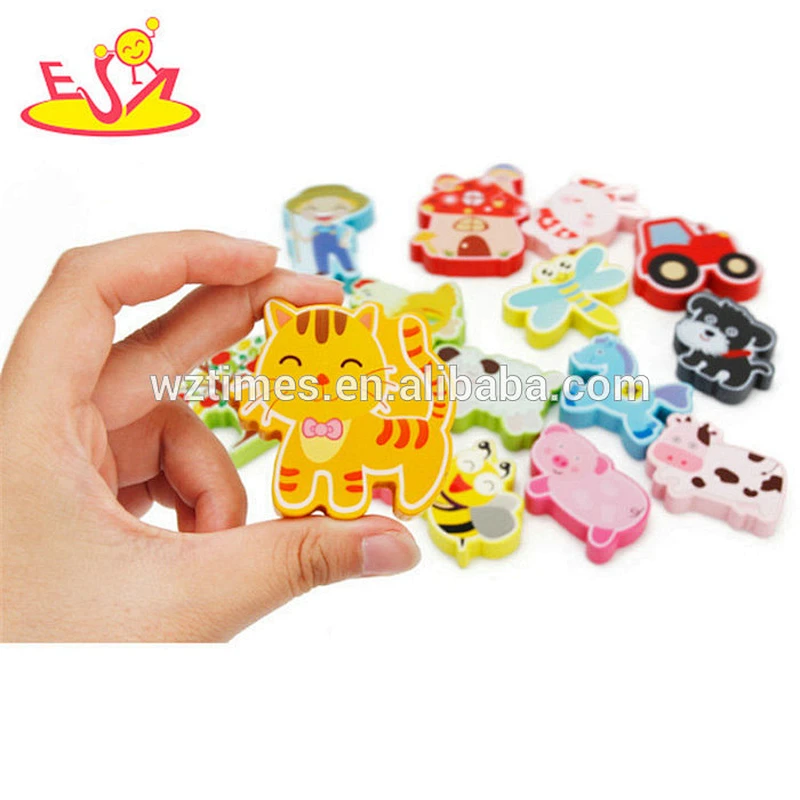 Venta al por mayor producto atractivo granja tema juguete animales de madera rompecabezas para niños W14D039