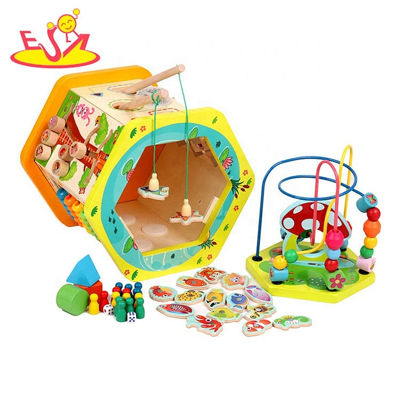 New arrival educational wooden discover activity cube for kids W11B237