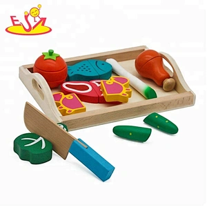 Wholesale attractive cutting magnetic blocks wooden food toy for children W10B201