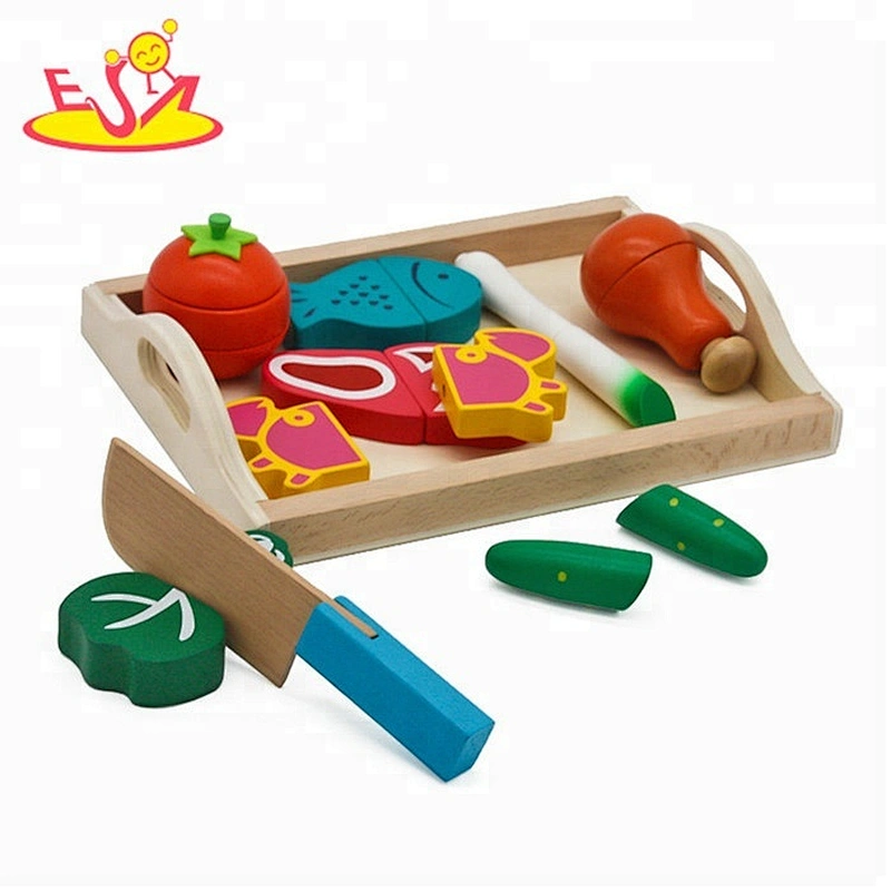 Wholesale attractive cutting magnetic blocks wooden food toy for children W10B201