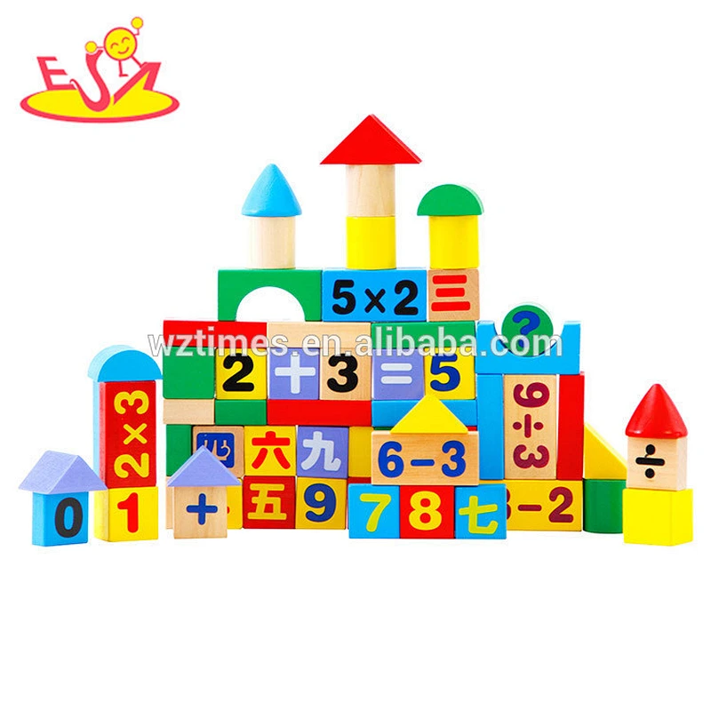 Wholesale 100 pcs child wooden animals building bricks toy interesting animals building bricks toy W13B037