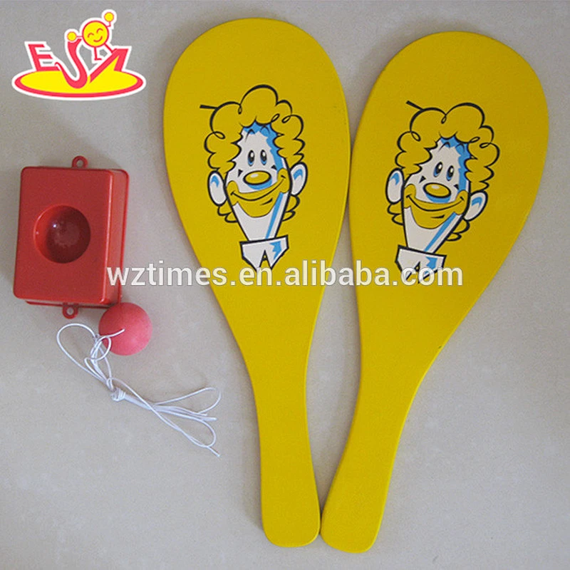 Custom wooden beach paddle set with 2 Paddles and 1 Ball W01A103