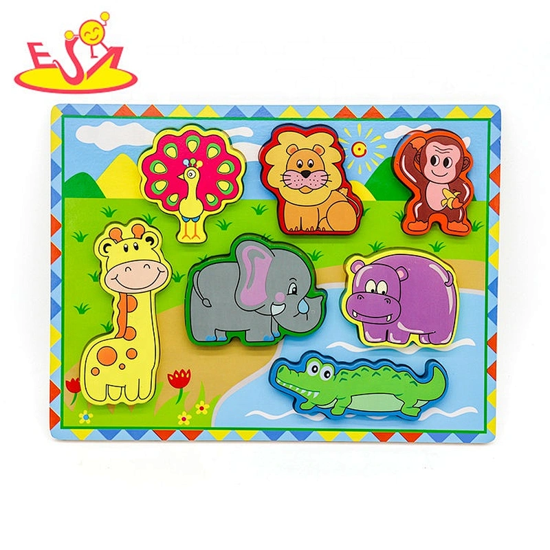 Top fashion children wooden chunky farm puzzle for wholesale W14D073
