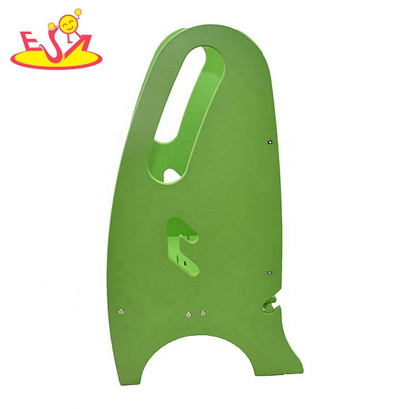 high quality green wooden kitchen step stool for children W08G277B