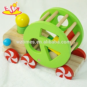 Wholesale cheap product baby wooden string pull toy with shape sort blocks box W05B119