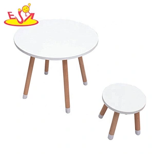 High quality preschool white wooden table chair for kids W08G272