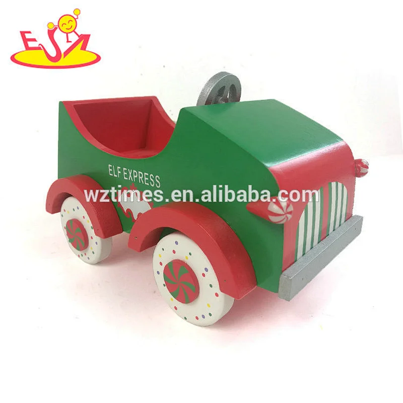 New design Christmas style wooden mini toy cars for kids W04A358