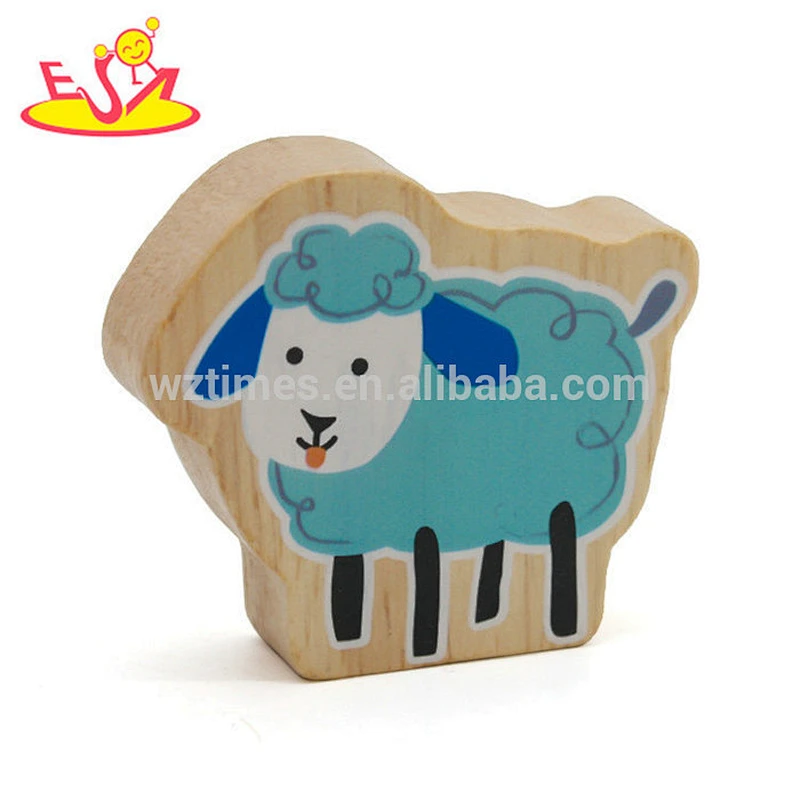 Neue Ankunft intellektuelles Spielzeug aus Holz Bauernhof Tierblöcke für Kinder W14A026