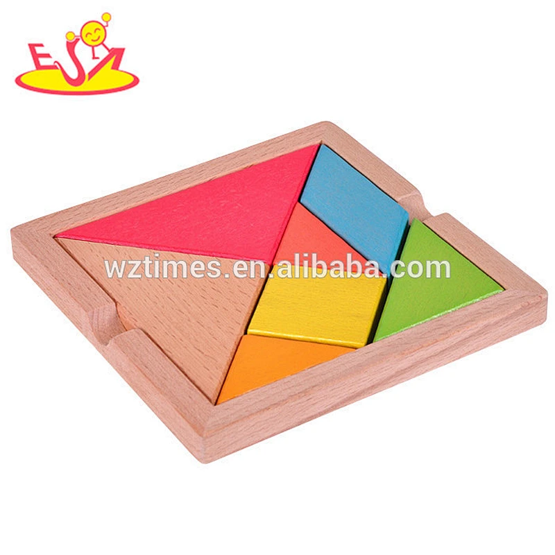 2017 Wholesale best kids creative mind puzzles wooden tangram pieces W11D006