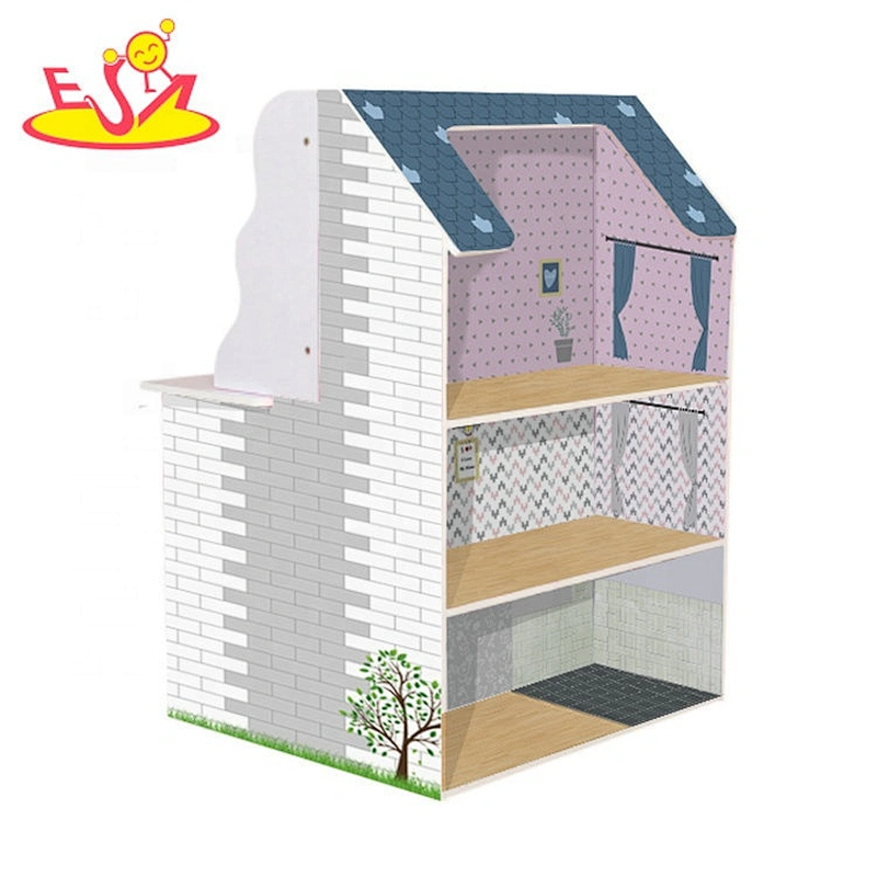 2019 Original Design muti-color 2 in 1 wooden kitchen and dollhouse for kids W06A377