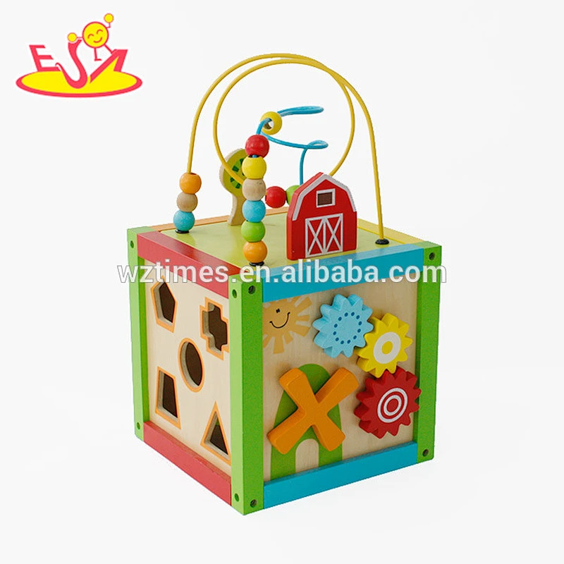 Billig billiges Werbeartikel Holz 3d Perlen Blöcke Spielzeug für Kinder W11B157