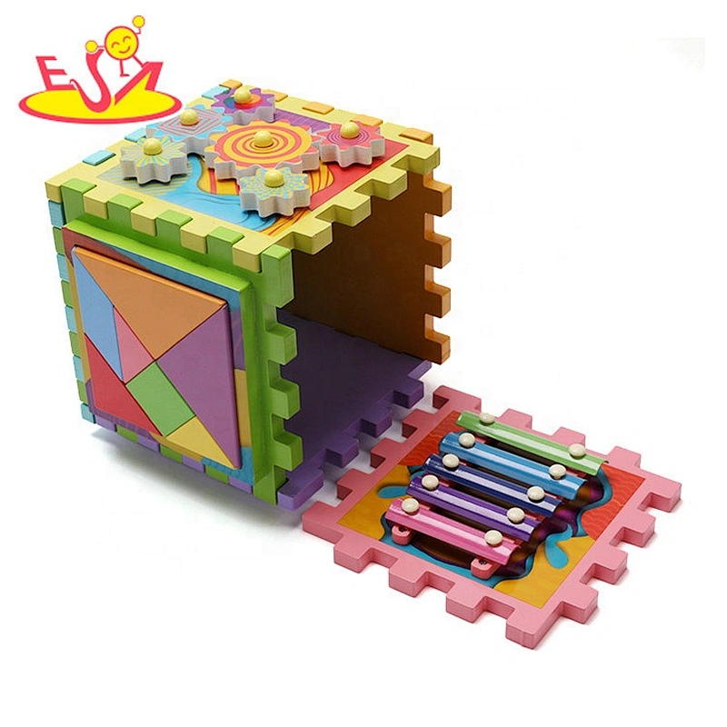 2019 Top fashion educational wooden sort and discover activity cube for kids W12D174