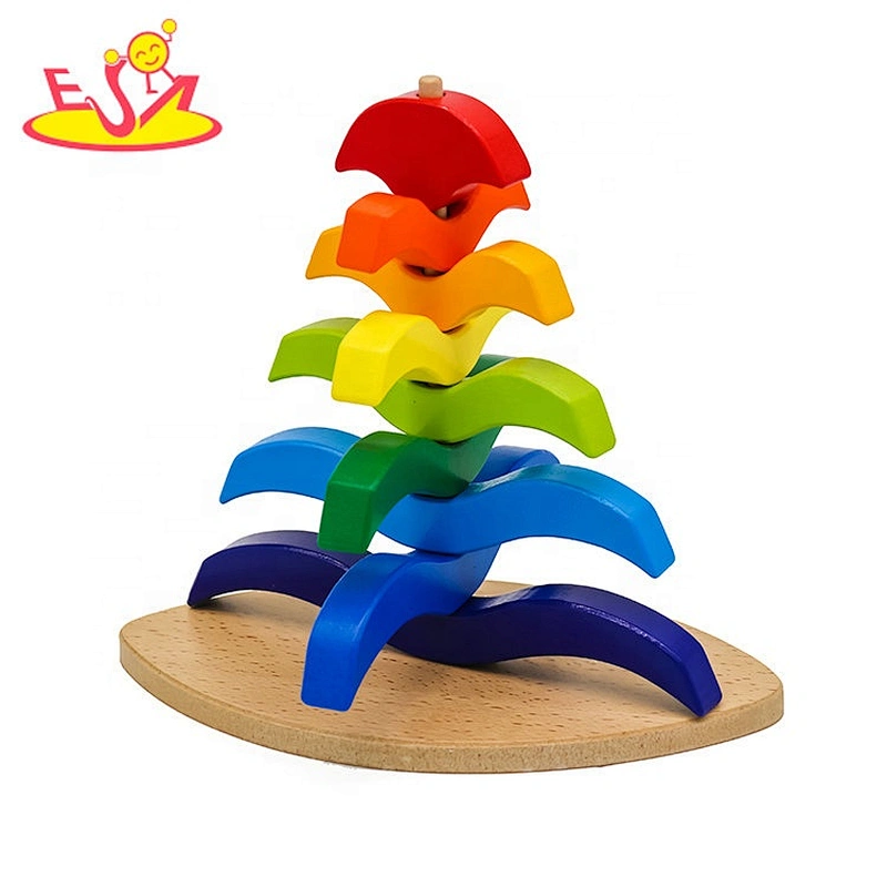 New arrival educational wooden rainbow baby toy for baby W13D218