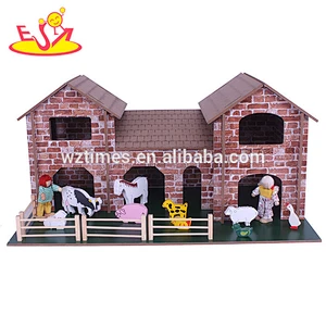 Hölzerner Spielzeugbauernhof des Großhandelsqualitätsbabysatzes heißer Verkauf scherzt hölzernen Spielzeugbauernhofsatz W06A123