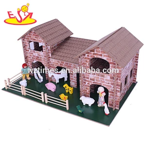 wholesale high quality baby wooden toy farm set hot sale kids wooden toy farm set W06A123