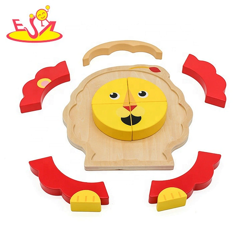 2019 New sale cartoon lion wooden puzzle toys for kids W14D090