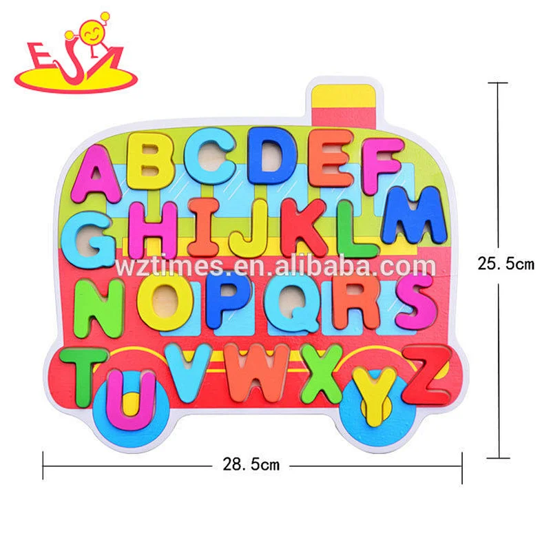 Englisches pädagogisches hölzernes Buchstabepuzzlespielzeug der Großhandelsqualität für Kinder W14B082