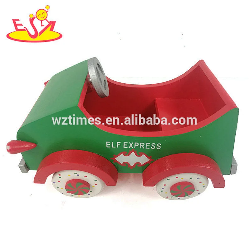 New design Christmas style wooden mini toy cars for kids W04A358