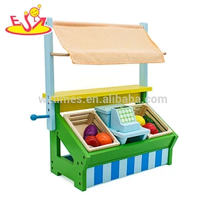 Best sale children wooden toy fruit & vegetable market stand for pretend play W10A060B
