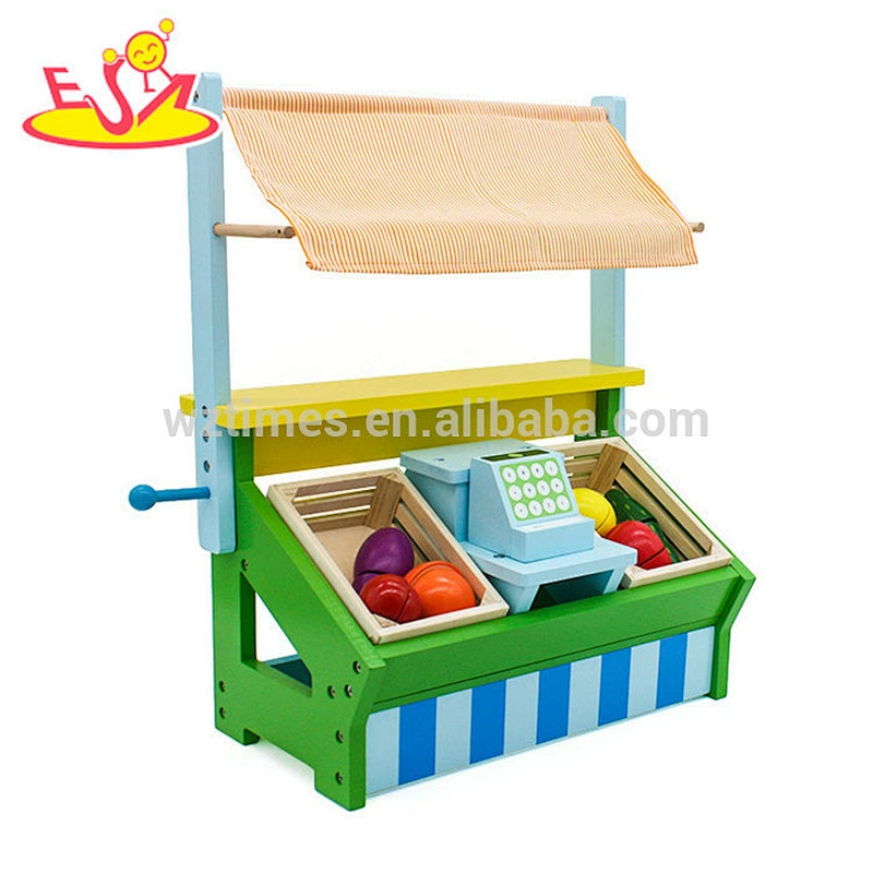 Best sale children wooden toy fruit & vegetable market stand for pretend play W10A060B