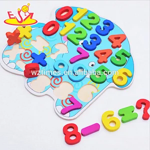 Englisches pädagogisches hölzernes Buchstabepuzzlespielzeug der Großhandelsqualität für Kinder W14B082