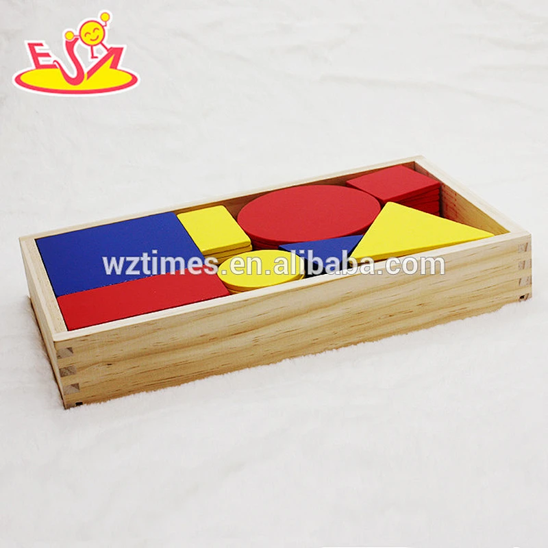 wholesale 48 pieces toddlers educational wooden geometric pattern block for sale W13A107