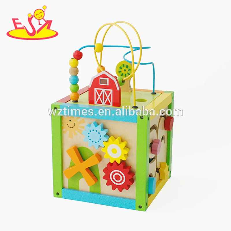 Billig billiges Werbeartikel Holz 3d Perlen Blöcke Spielzeug für Kinder W11B157