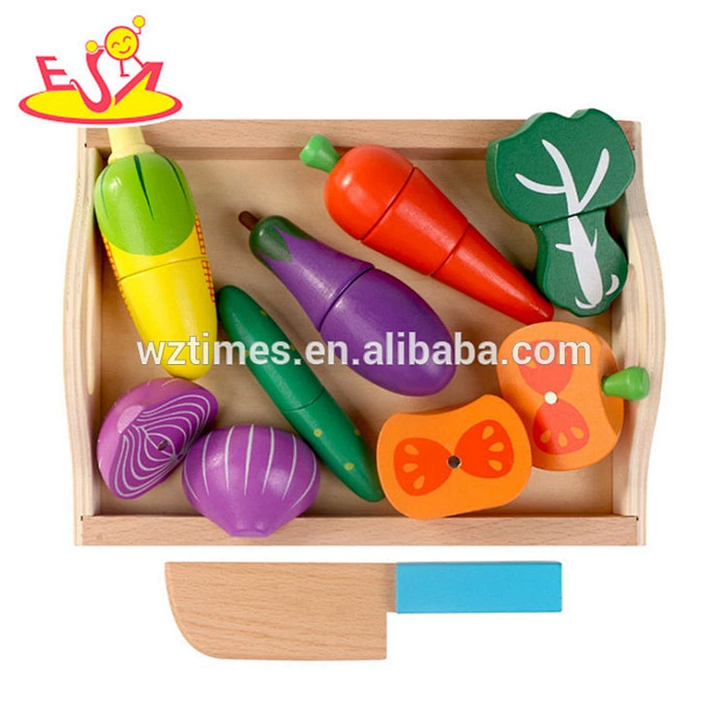 Wholesale hot sale wooden pretend food toy cutting vegetables toy for children W10B200